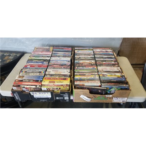 TWO BOXES OF DVD'S