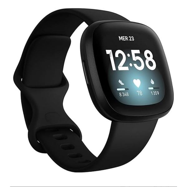 FITBIT VERSA 3 SMARTWATCH W/ GPS AND HR MONITOR - TESTED WORKING, RETAIL $198