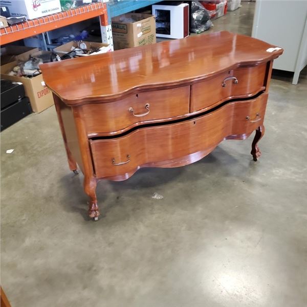 ANTIQUE CLAW FOOT SERPENTINE FRONT 2 DRAWER DRESSER