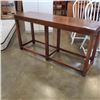 Image 3 : MCM WALNUT HALL TABLE WITH BRASS CORNERS 54 INCH LONG