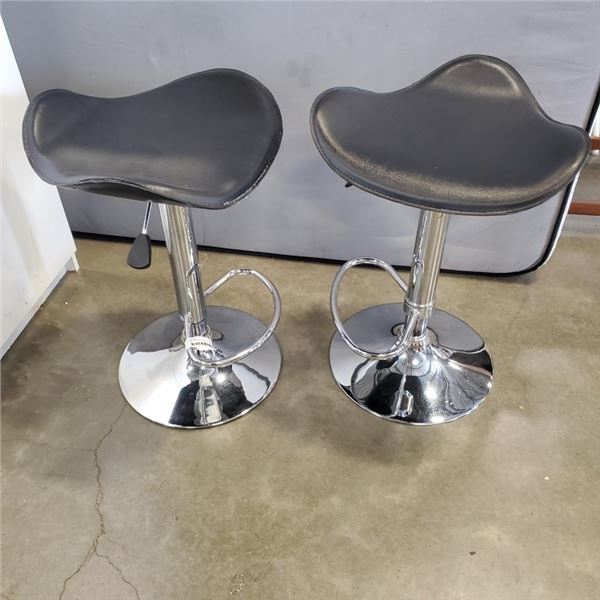 TWO MATCHING HEIGHT ADJUSTABLE BARSTOOLS