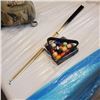 Image 1 : 2 TWO PIECE POOL CUES AND POOL BALL SET WITH RACK