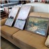 Image 1 : OIL ON CANVAS FRAMED PAINTING WITH 2 FRAMED ACCENT PHOTOS