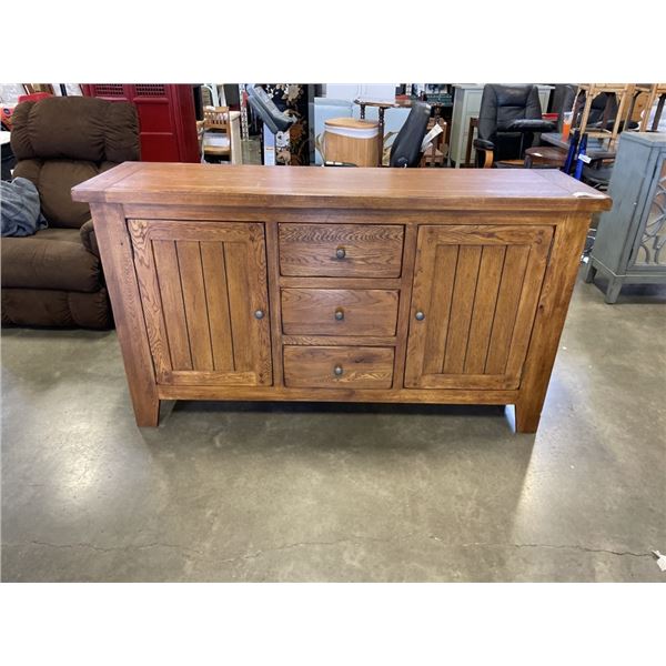 MISSION OAK STYLE MODERN STORAGE CABINET, 64 INCH LONG