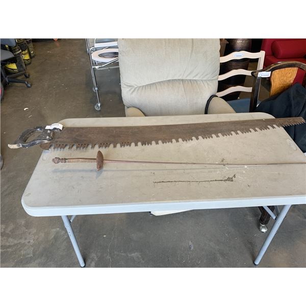 60 INCH VINTAGE SAW AND FENCING SWORD