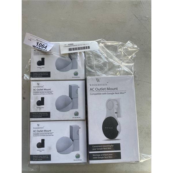 6 WASSERSTEIN AC OUTLET MOUNTS - 3 FOR GOOGLE NEST MINI AND 3 FOR ECHO DOT
