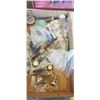 Image 2 : TRAY OF ASSORTED JEWELLERY SAND JEWELLERY MAKING SUPPLY, SAFETY PINS AND 3 VINTAGE MENS WATCHES