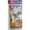 Image 3 : TRAY OF ASSORTED JEWELLERY SAND JEWELLERY MAKING SUPPLY, SAFETY PINS AND 3 VINTAGE MENS WATCHES