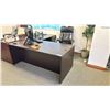 Image 1 : HEARTWOOD DARK WOOD L-SHAPED EXECUTIVE DESK WITH BLACK LEATHER HIBACK CHAIR