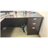 Image 2 : HEARTWOOD DARK WOOD L-SHAPED EXECUTIVE DESK WITH BLACK LEATHER HIBACK CHAIR