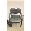 Image 3 : PAIR OF BLACK 'LEATHER' SLED BASE CLIENT CHAIRS