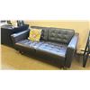 Image 1 : BLACK 'LEATHER' TUFTED TWO SEAT SOFA WITH CUSHION