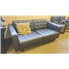 Image 2 : BLACK 'LEATHER' TUFTED TWO SEAT SOFA WITH CUSHION
