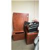 Image 2 : CHERRY EXECUTIVE DESK WITH FILE CABINET AND GREY HIBACK CHAIR