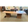 Image 1 : WOOD TOP BOAT SHAPED 8' BOARDROOM TABLE