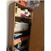 Image 3 : WOODEN 2 DOOR STORAGE CABINET 29"W X 19"D X 71"H & A WOODEN 5 TIER BOOKSHELF * CONTENTS INCLUDED *