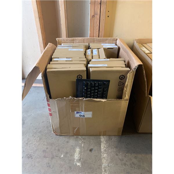 BOX FILLED WITH BLACK LENOVO TRADITIONAL USB KEYBOARDS