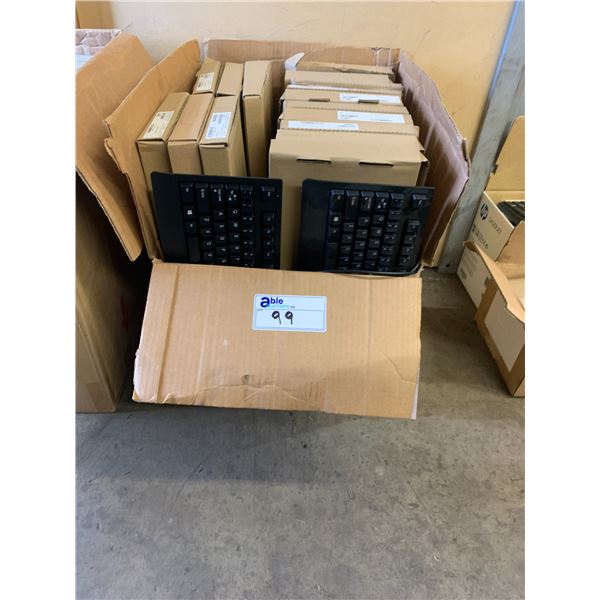 BOX FILLED WITH BLACK LENOVO TRADITIONAL USB KEYBOARDS