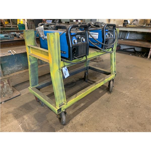 GREEN METAL 4' WIDE MOBILE MACHINE/PRODUCT CART