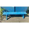 Image 3 : BLUE WOODEN STORAGE CABINET - APPROX. 6'W X 1.5'W X 6.5'H & A 5' BLUE WOODEN BENCH SEAT