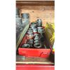 Image 4 : SHELF LOT OF SOCKET SETS, LARGE SIZE SOCKETS, RIDGID PIPE THREADER & ASSORTED SHOP ITEMS