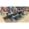 Image 1 : 1/4" THICK STEEL TOP WITH STEEL BASE WORK TABLE - APPROX. 8'W X 4'D X 3'H
