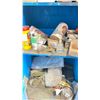 Image 4 : BLUE WOODEN STORAGE CABINET & CONTENTS - ASSORTED SHOP MISCELLANEOUS - APPROX. 2.5'W X