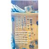 Image 5 : 2 BLUE WOODEN STORAGE CABINETS & CONTENTS - ASSORTED NUTS, BOLTS, MACHINE PARTS - APPROX. 2.5'W X