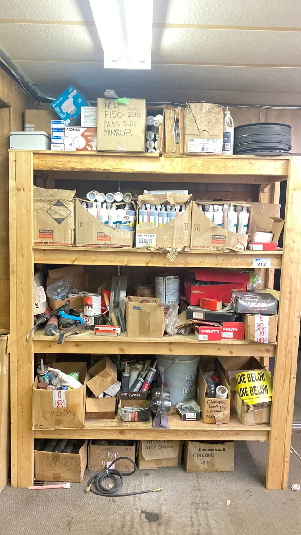 Storage Cut Off WOODEN STORAGE SHELF & CONTENTS - HILTI ITEMS, TOOLS, ANCHORING ...