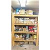 Image 1 : WOODEN STORAGE SHELF & CONTENTS - HILTI ITEMS, TOOLS, ANCHORING ADHESIVE, ASSORTED ABRASIVE CUT OFF