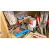 Image 5 : WOODEN STORAGE SHELF & CONTENTS - HILTI ITEMS, TOOLS, ANCHORING ADHESIVE, ASSORTED ABRASIVE CUT OFF