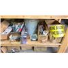 Image 8 : WOODEN STORAGE SHELF & CONTENTS - HILTI ITEMS, TOOLS, ANCHORING ADHESIVE, ASSORTED ABRASIVE CUT OFF