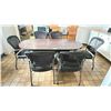 Image 1 : 6' BOARDROOM TABLE WITH 6 BLACK OFFICE CHAIRS