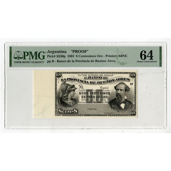 Banco de la Provincial Buenos Aires, 1883, Proof Banknote