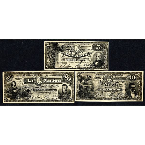 Banco de la Nacion Argentina, 1894 (1895), Photo Proof Trio