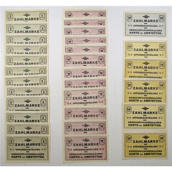 Harth bei Amstetten, ND (1914-1918) Group of Issued WWI POW Camp Notgeld