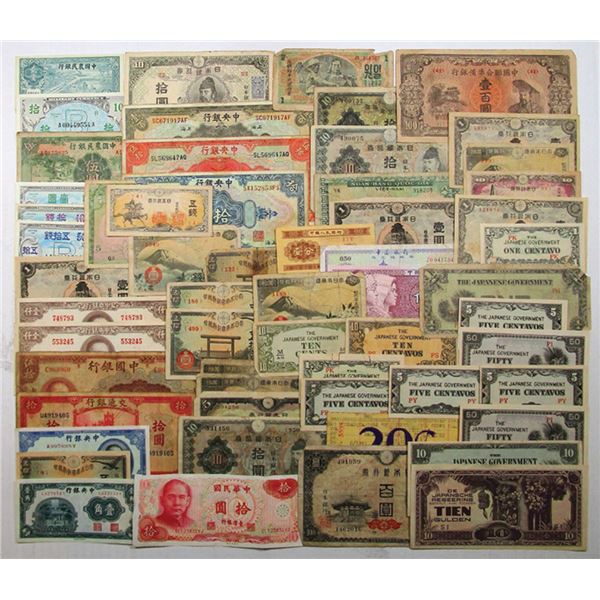 China, Japan, and Asia Region Banknote Assortment, 1920s to 1960s