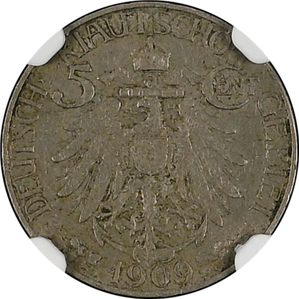 China: Kiau Chau, 5 Cents, 1909, Copper-Nickel, KM#1, NGC Graded AU 55.