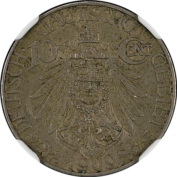 China: Kiau Chau, 10 Cents, 1909, Copper-Nickel, KM#2,  NGC Graded AU 58.