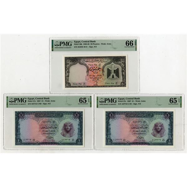 Central Bank of Egypt, 1965 to 1967, Issued Banknote Trio