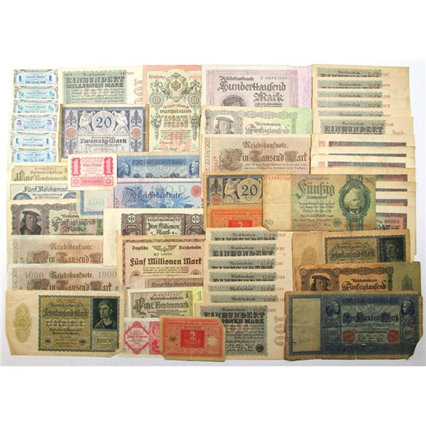 German Banknote Assortment, 1910 to 1950