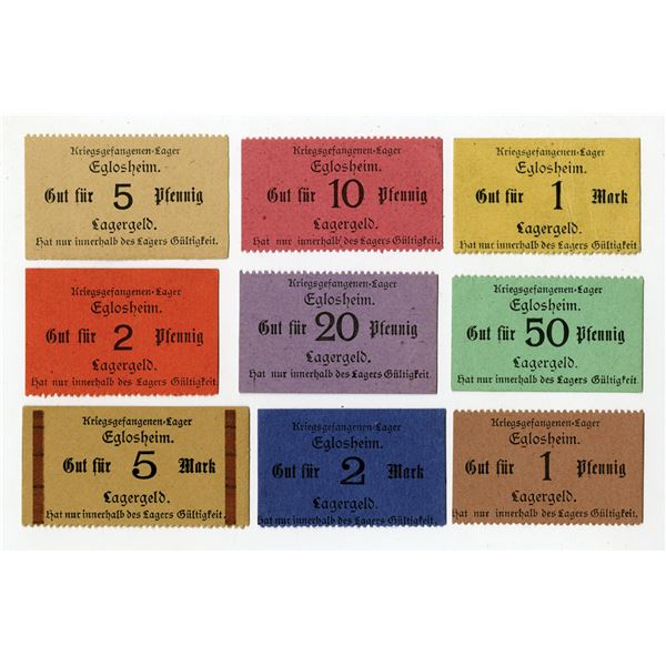 Germany, Ludwigsburg-Eglosheim POW Camp Notgeld Assortment, 1914 to 1918