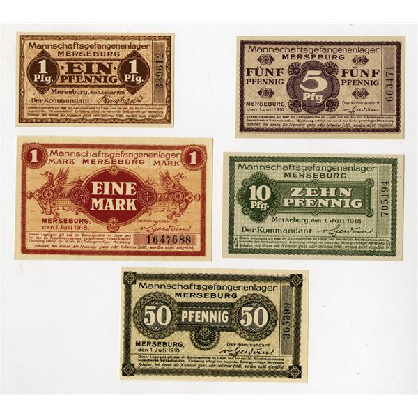 Germany, Merseburg POW Detention Camp, Group of Issued Banknotes, 1918