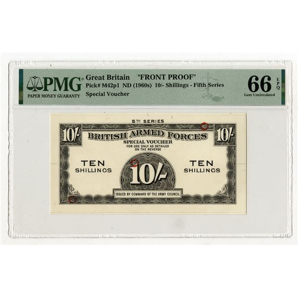British Armed Forces, ND (1960s), Unlisted 10 Shillings, "Top Pop" and Only Graded Proof Special Vou