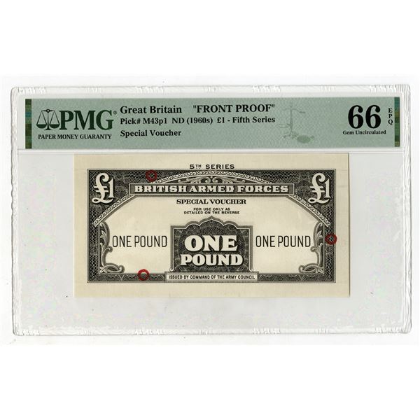 British Armed Forces, ND (1960s), Unlisted £1, "Top Pop" and Only Graded Proof Special Voucher Rarit