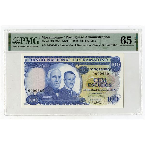 Banco Nacional Ultramarino, 1972, Issued Banknote - Low Serial # "669"