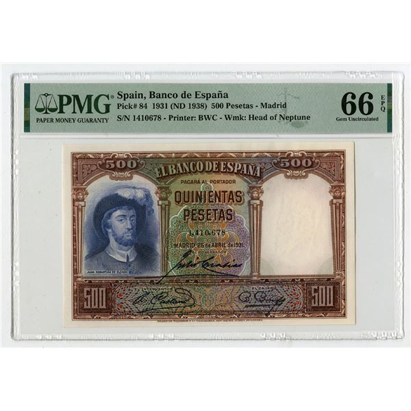 Banco de Espana, 1931 (ND 1938), Issued Banknote, The First of 2 Sequential Banknotes to be Offered