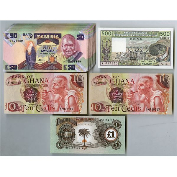 African Assortment of Issued Banknotes, ND (1968-69) to 1985, Large Group of Issued Banknotes