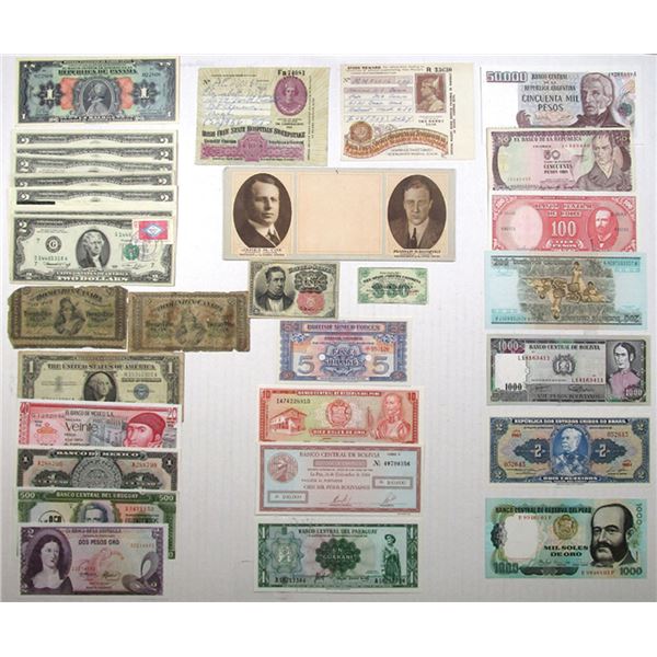 North and South American Assortment of Issued Banknotes, 1860-1995