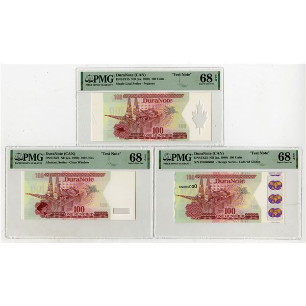 DuraNote, ND (ca.1988-94), High Grade "top Pop" Polymer Test Note Trio